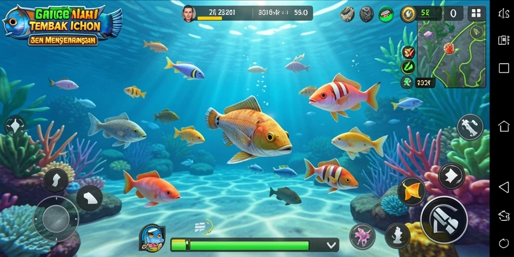 Tampilan gameplay 5ZK yang menarik saat menembak ikan.