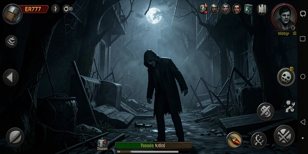 Screenshot gameplay ER777 menampilkan suasana horror yang mencekam.