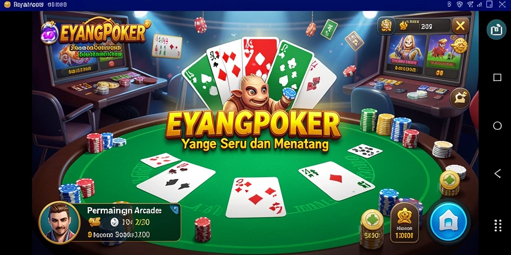 Tampilan gameplay EYANGPOKER yang menarik dalam suasana arcade.