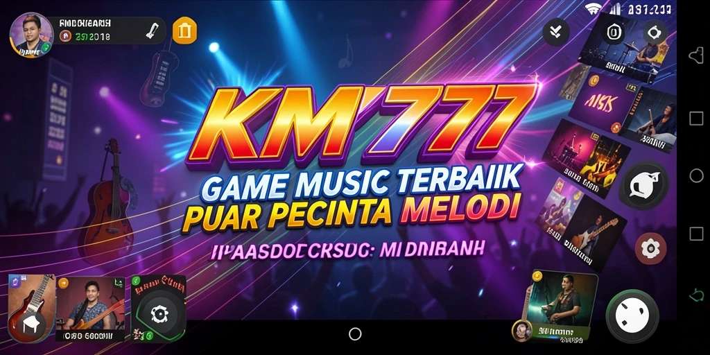 Tampilan gameplay KM777 dengan berbagai pilihan lagu musik.