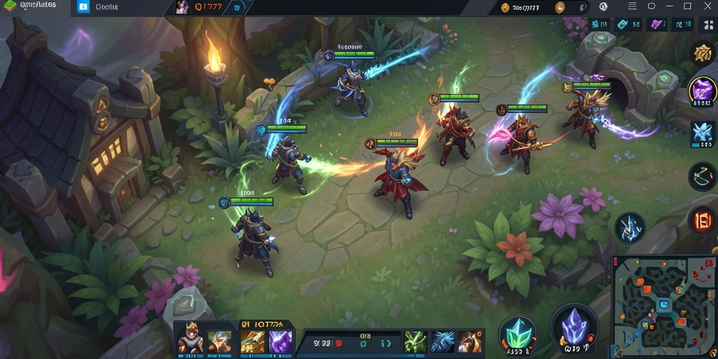 Tampilan gameplay QT777 yang intens dan seru dalam pertarungan MOBA.