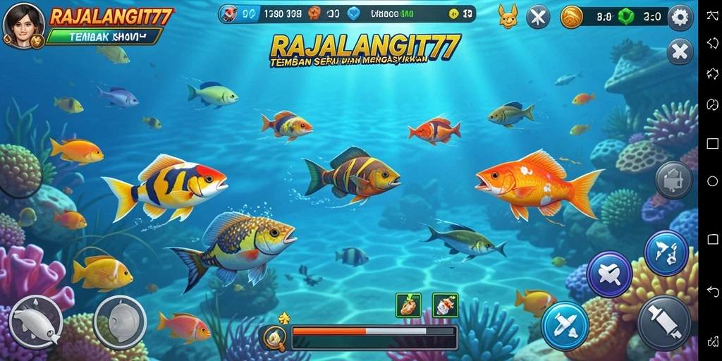 Tangkapan layar utama RAJALANGIT77 menampilkan aksi seru Tembak Ikan.