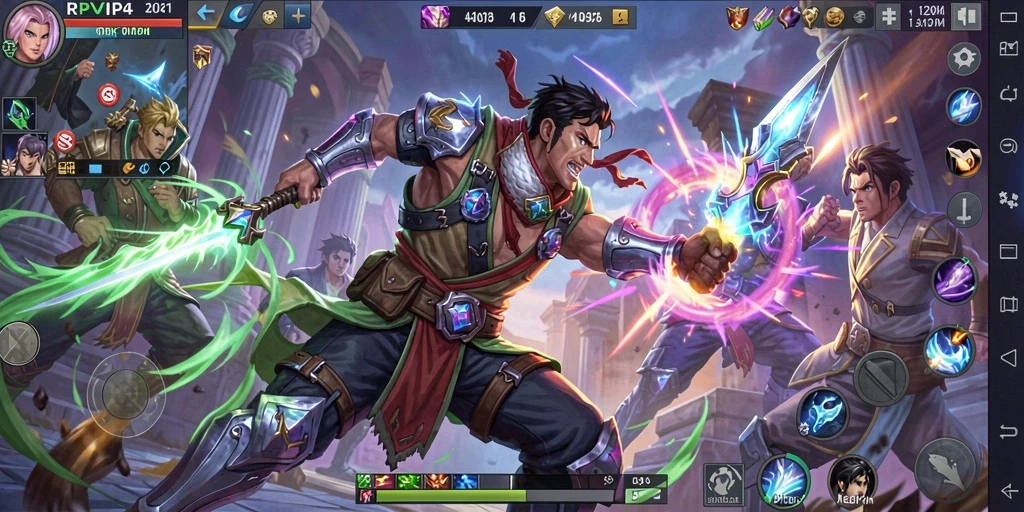 Tampilan gameplay MOBA yang seru dan mendebarkan.
