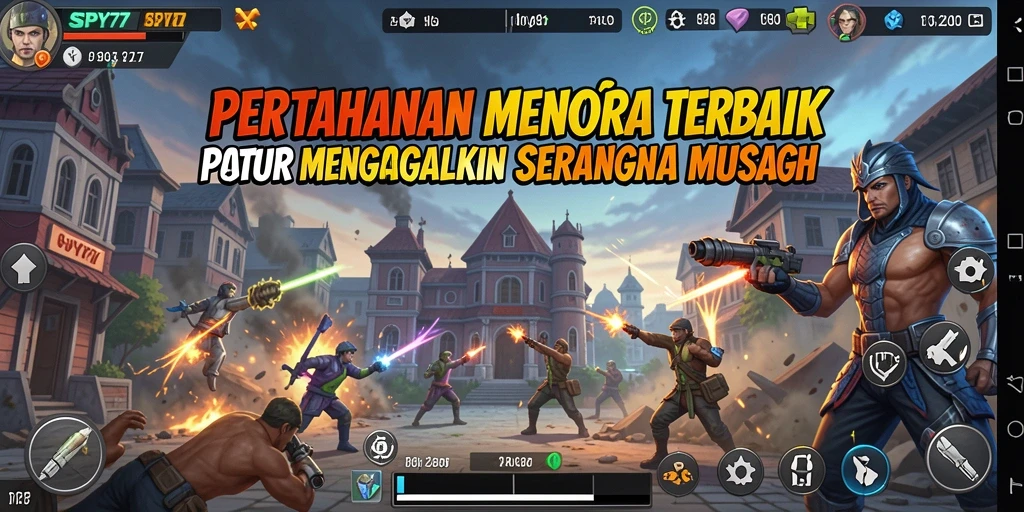 Gameplay SPY77 yang menegangkan dalam tower defense.