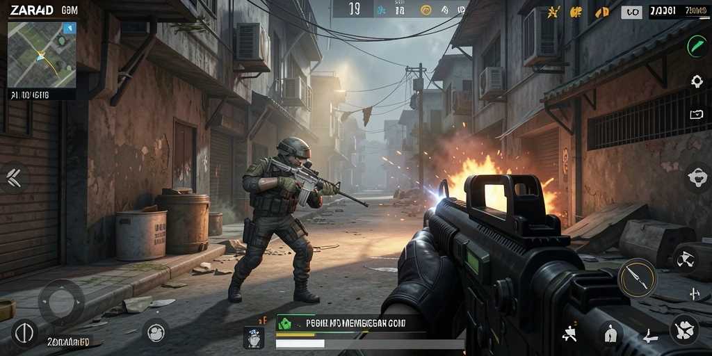 Gameplay menegangkan dari ZARA4D saat pertempuran FPS.